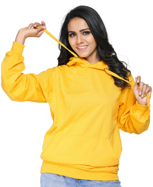 SXV Solid Plain Sweatshirt Hoodie for Men and Women (Yellow)