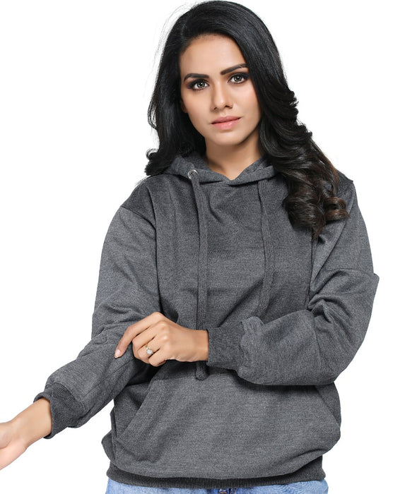 SXV Solid Plain Sweatshirt Hoodie for Men & Women (Charcoal Grey)