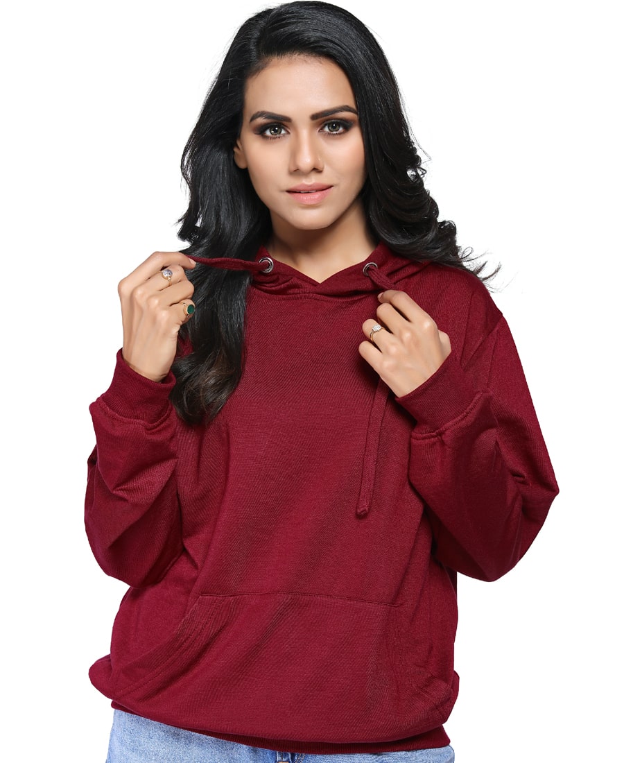 SXV Solid Plain Sweatshirt Hoodie for Men & Women (Maroon)