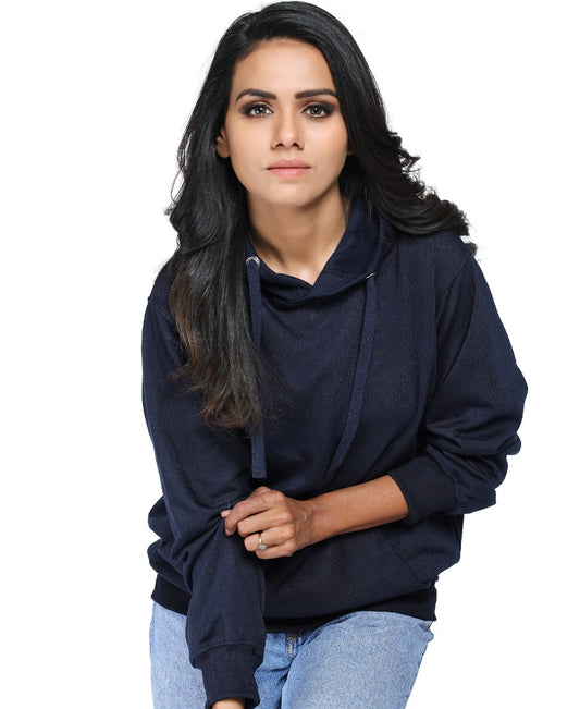 SXV Solid Plain Sweatshirt Hoodie for Men & Women (Navy Blue)