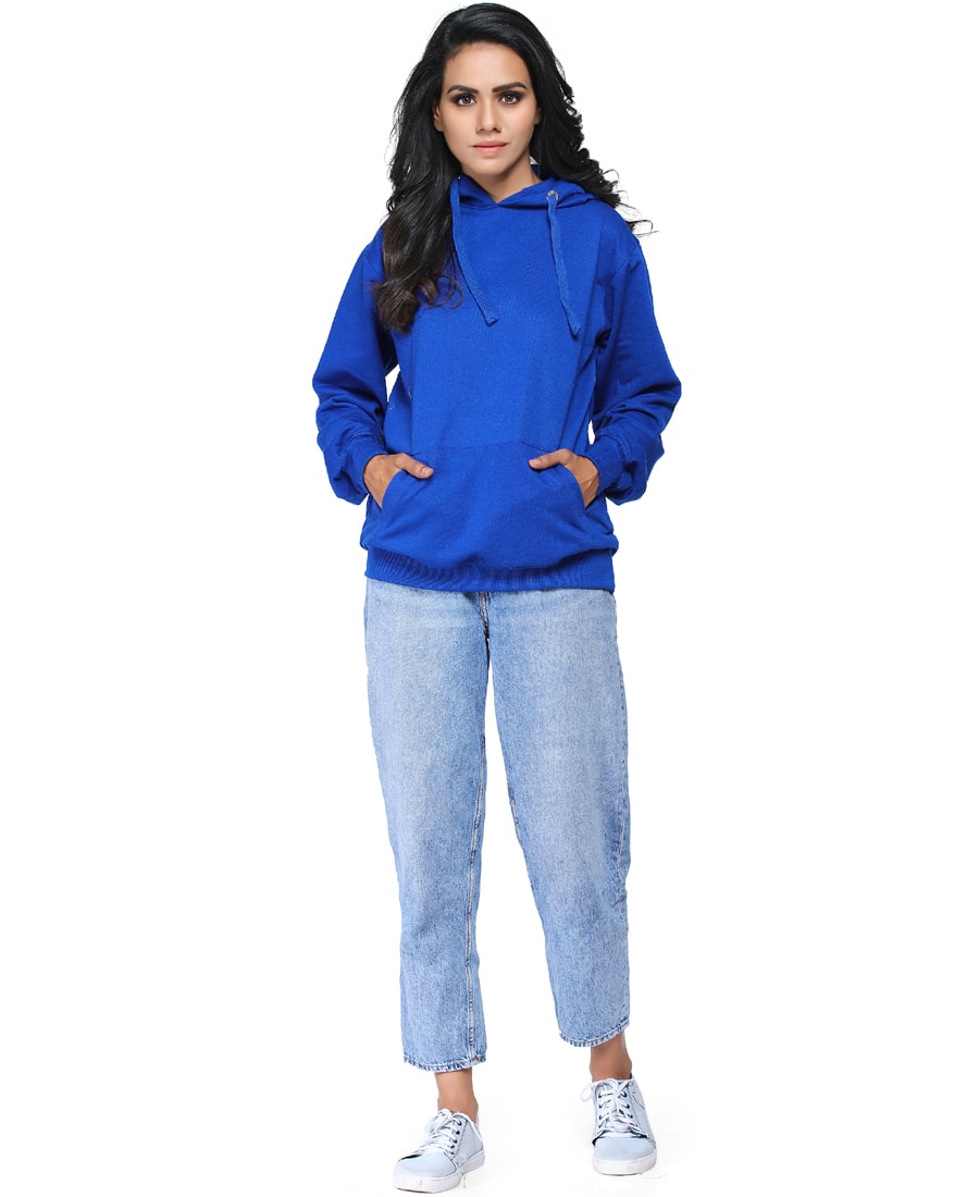 SXV Solid Plain Sweatshirt Hoodie for Men & Women (Royal Blue)