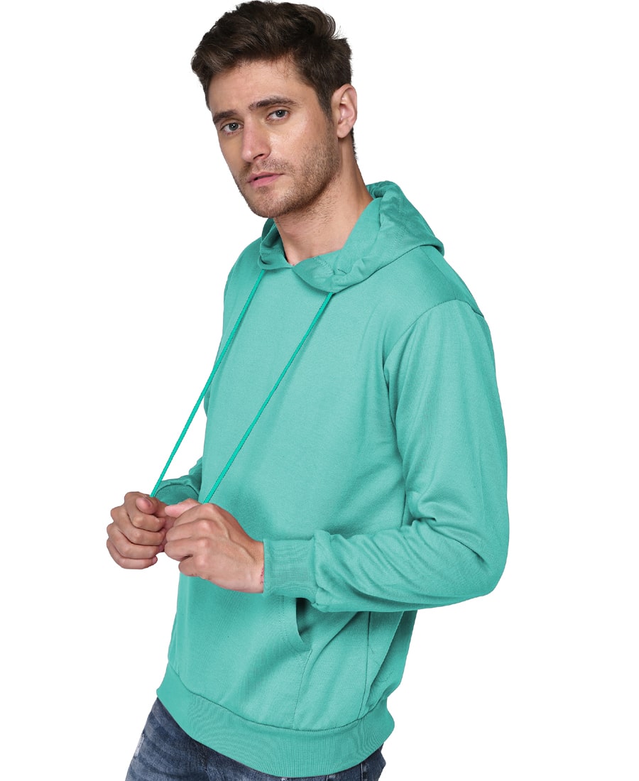 SXV Solid Plain Sweatshirt Hoodie for Men & Women (Turquoise Green)