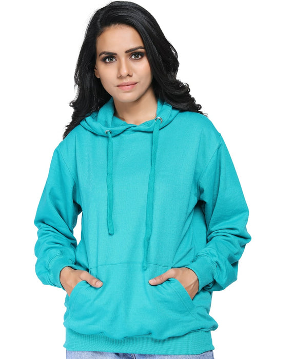 SXV Solid Plain Sweatshirt Hoodie for Men & Women (Turquoise Green)