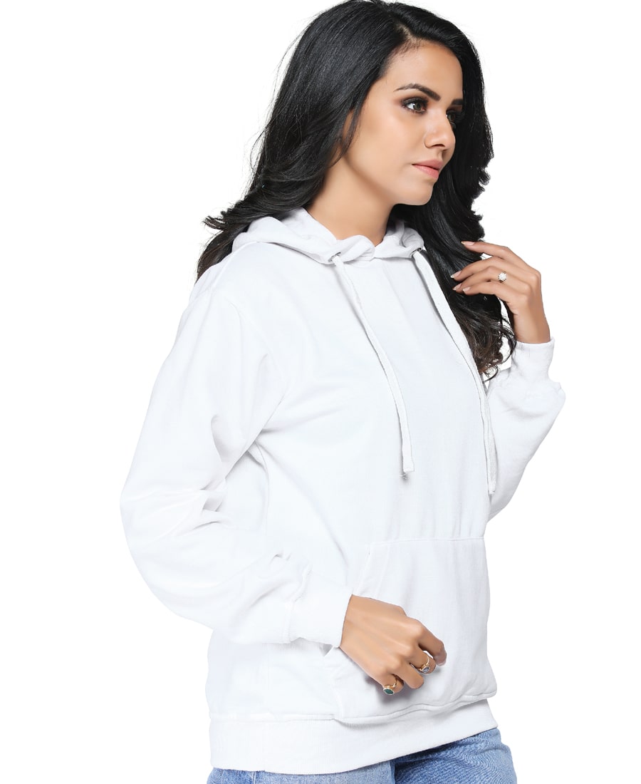 SXV Solid Plain Sweatshirt Hoodie for Men and Women (White)