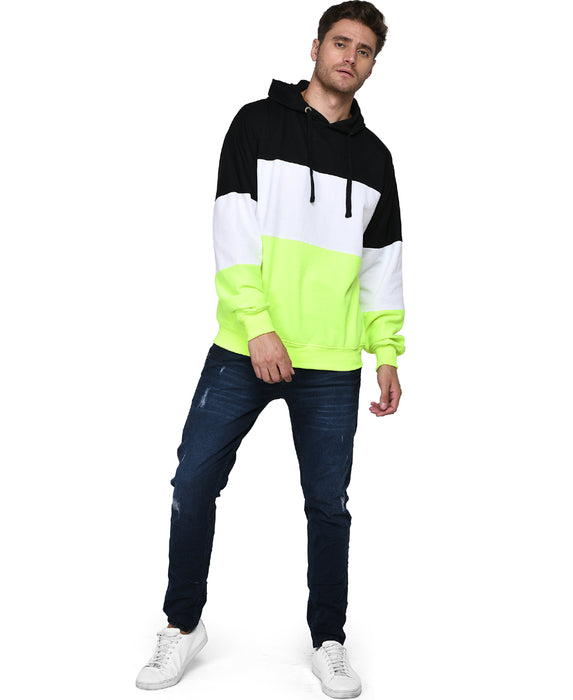 SXV Solid COLOURBLOCKED Sweatshirt Hoodie for Men & Women (Black.White,Neongreen)