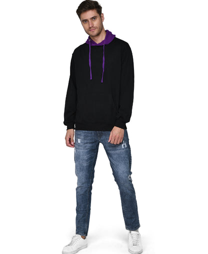 SXV Solid COLOURBLOCKED Sweatshirt Hoodie for Men & Women (Black & Purple)