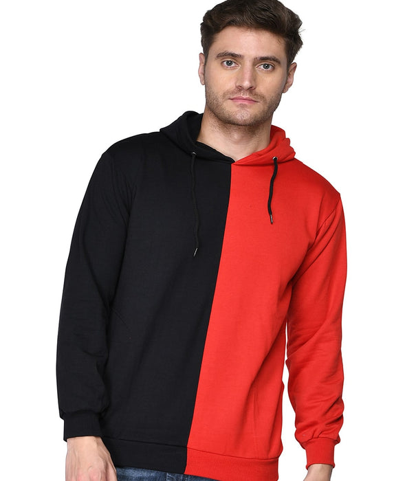 SXV Solid COLOURBLOCKED Sweatshirt Hoodie for Men & Women (Black.RED)