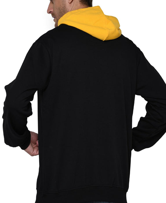 SXV Solid COLOURBLOCKED Sweatshirt Hoodie for Men & Women (Black.Yellow)