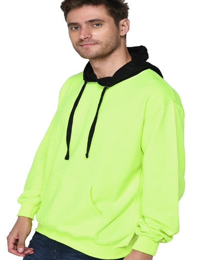 SXV Solid COLOURBLOCKED Sweatshirt Hoodie for Men & Women (Black.NEON-Green)