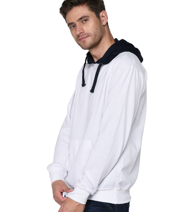 SXV Solid COLOURBLOCKED White Sweatshirt Hoodie for Men & Women