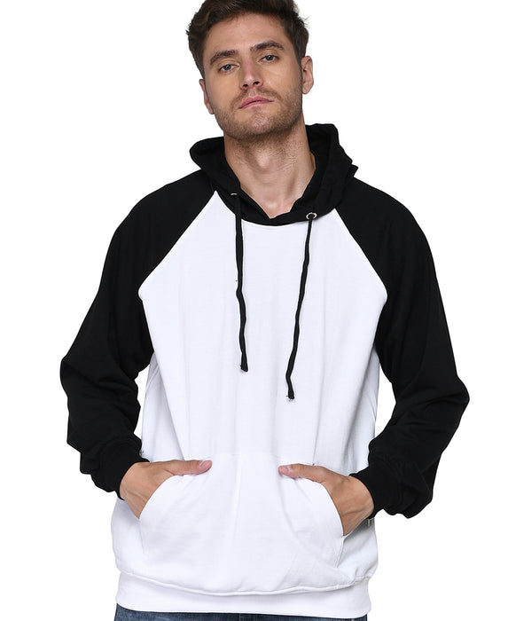 SXV Solid COLOURBLOCKED Striped Sweatshirt Hoodie for Men & Women (White,Black)