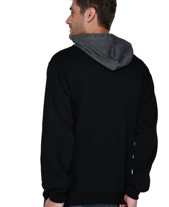 SXV Solid Colorblocked Sweatshirt Hoodie for Men & Women (Black,Charcol Grey)