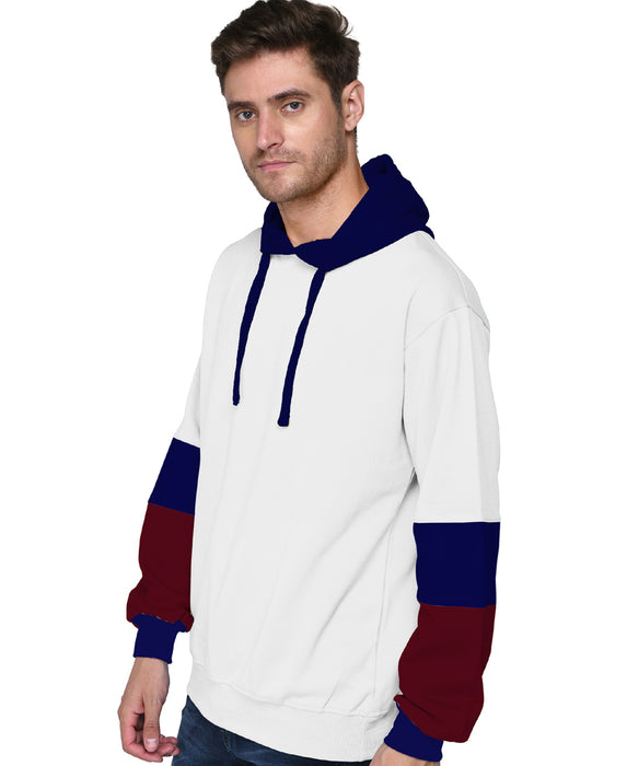 SXV Solid COLOURBLOCKED Sweatshirt Hoodie for Men & Women (Blue.White,Maroon)