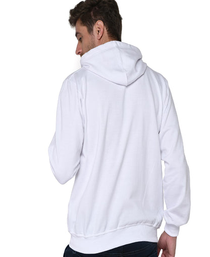 SXV Solid Plain Zipper Sweatshirt Hoodie for Men & Women (White)