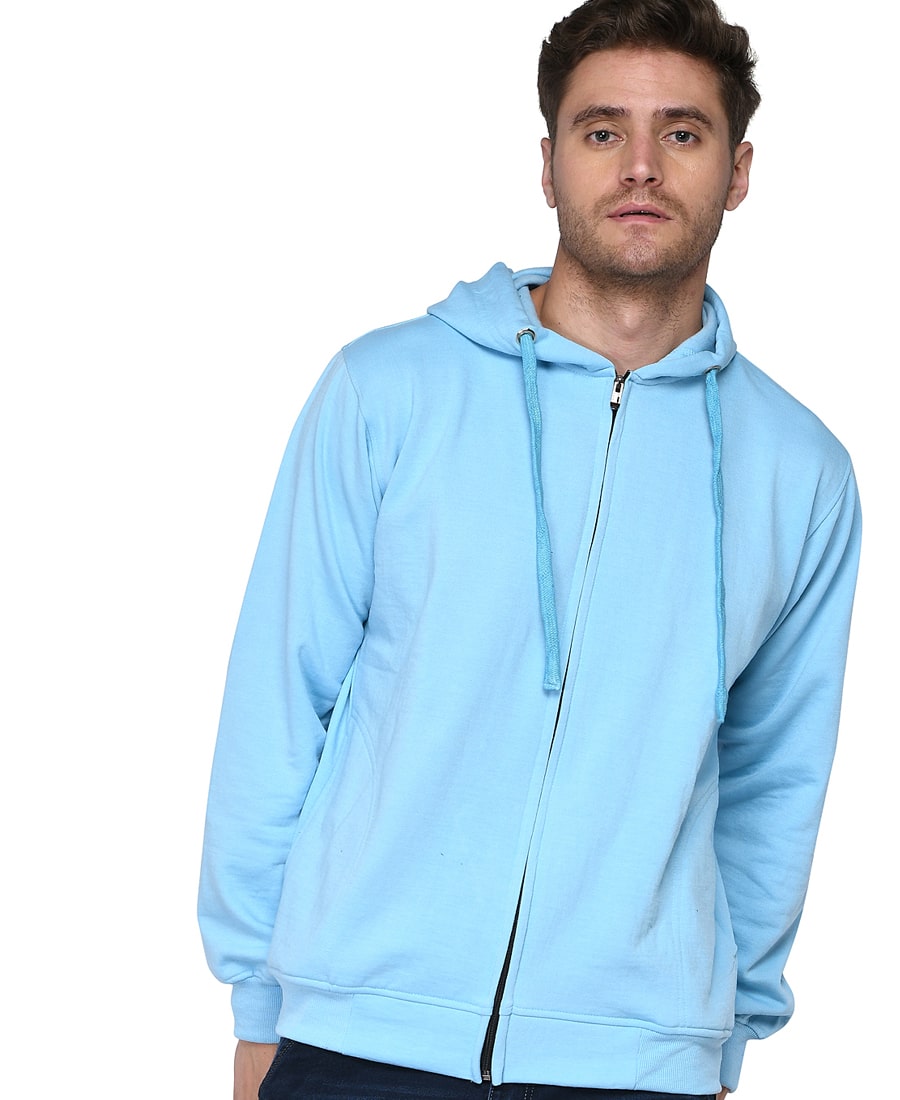 SXV Solid Plain Zipper Sweatshirt Hoodie for Men & Women (AQUABLUE)
