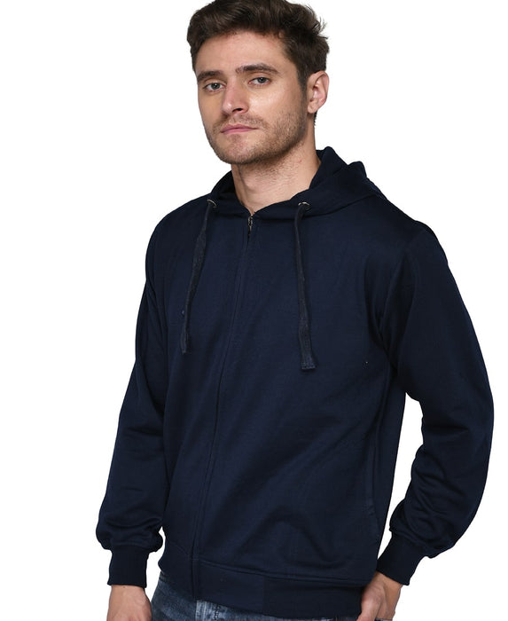 SXV Solid Plain Zipper Sweatshirt Hoodie for Men & Women (NAVYBLUE)