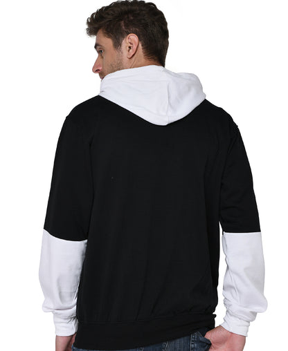 SXV Solid COLOURBLOCKED Sweatshirt Hoodie for Men & Women (Black & White)