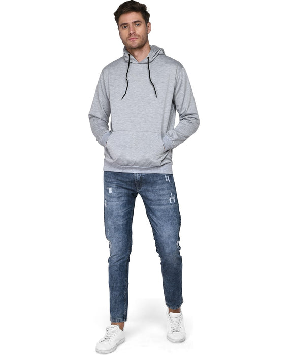 SXV Solid Plain Sweatshirt Hoodie for Men & Women (Grey)