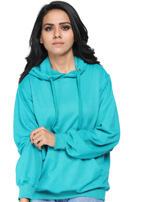 SXV Solid Plain Sweatshirt Hoodie for Men & Women (Turquoise Green)