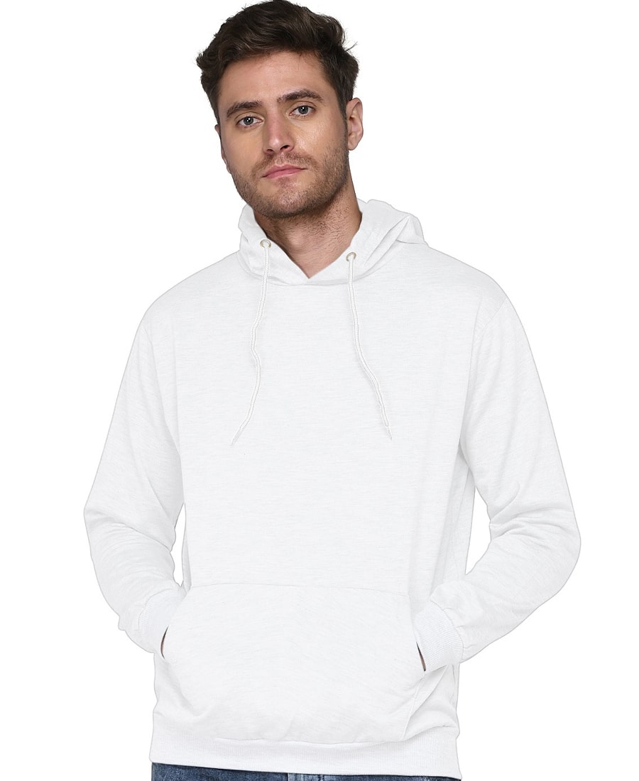 SXV Solid Plain Sweatshirt Hoodie for Men and Women (White)