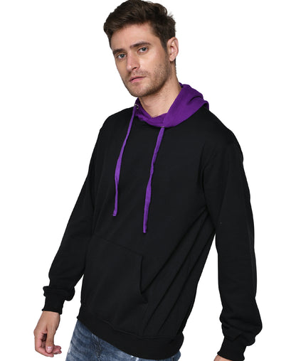 SXV Solid COLOURBLOCKED Sweatshirt Hoodie for Men & Women (Black & Purple)