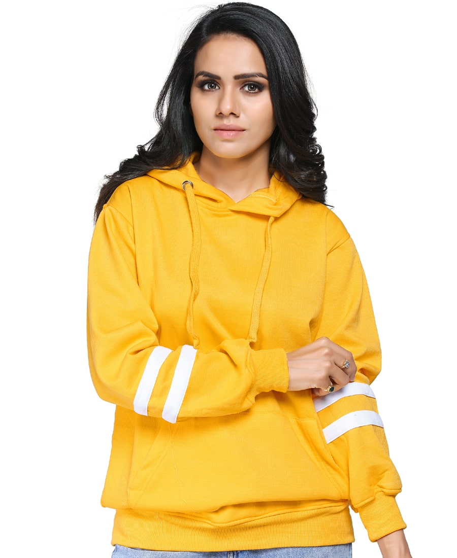 SXV Solid COLOURBLOCKED Sweatshirt Hoodie for Men & Women (Yellow.White)