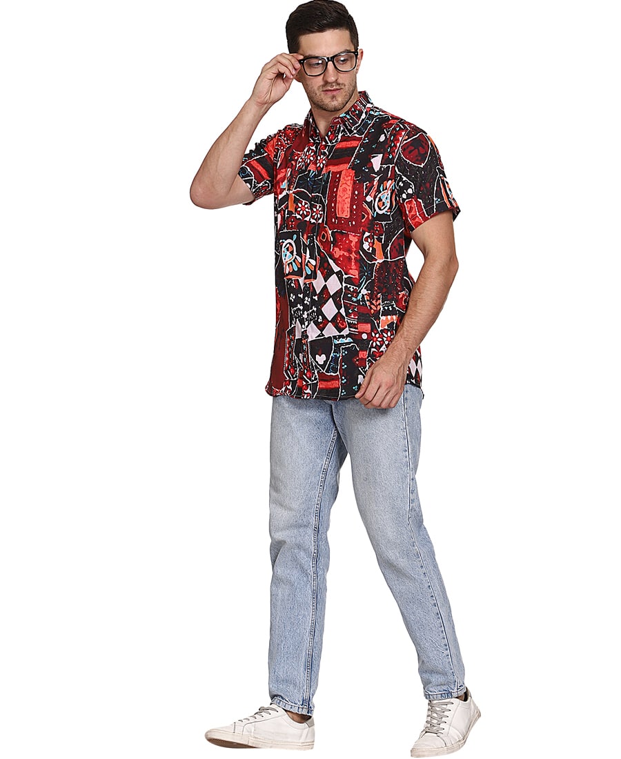 SXV Men's Cotton Rayon Digital Printed Half Sleeves Shirt 117(lowest price-non returnable)