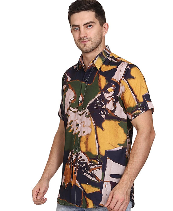 SXV Men's Cotton Rayon Digital Printed Half Sleeves Shirt 118