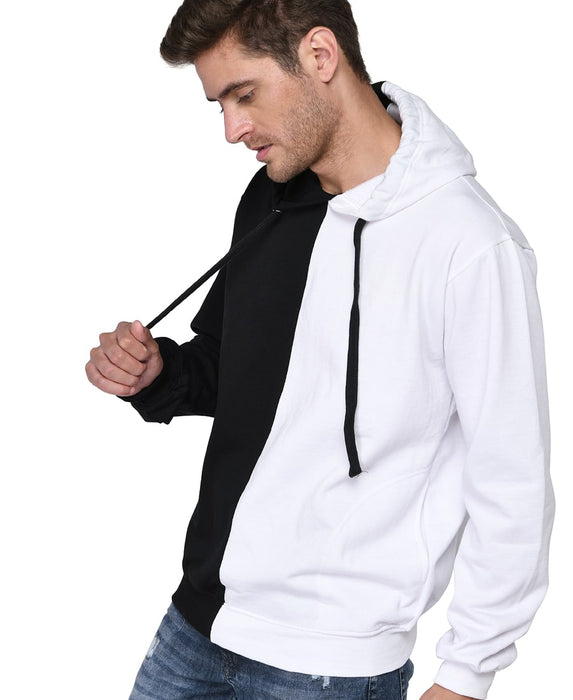 SXV Solid COLOURBLOCKED Sweatshirt Hoodie for Men & Women (Black.White)