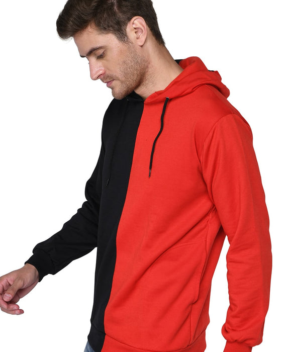 SXV Solid COLOURBLOCKED Sweatshirt Hoodie for Men & Women (Black.RED)