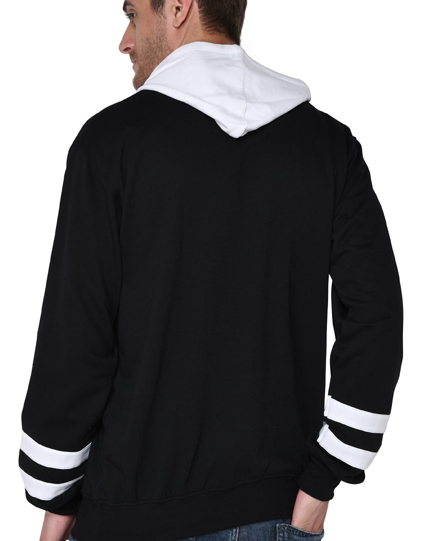 SXV Solid COLOURBLOCKED Sweatshirt Hoodie for Men & Women (Black & White)