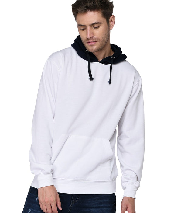 SXV Solid COLOURBLOCKED White Sweatshirt Hoodie for Men & Women