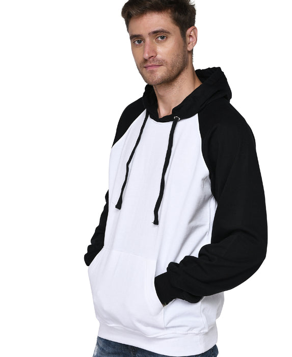 SXV Solid COLOURBLOCKED Striped Sweatshirt Hoodie for Men & Women (White,Black)