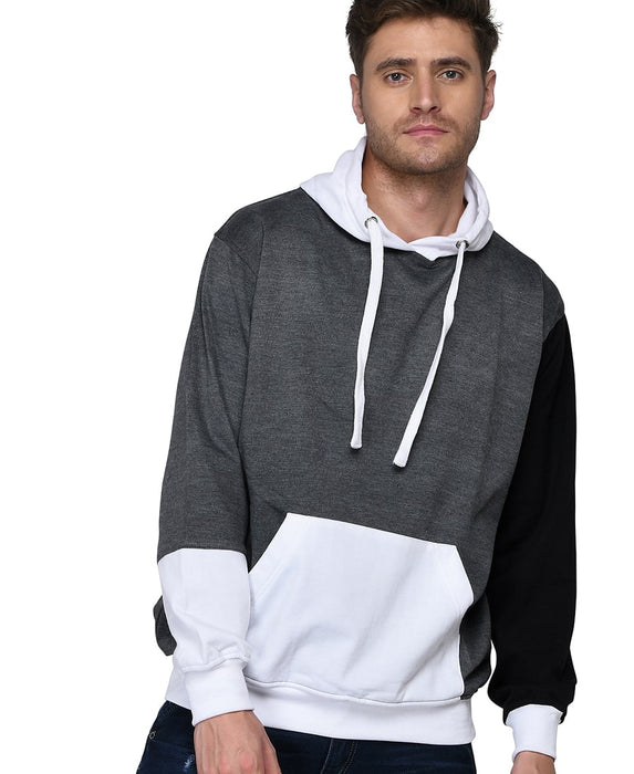 SXV Solid COLOURBLOCKED Sweatshirt Hoodie for Men & Women (Black,CHARCOLGREY,White)