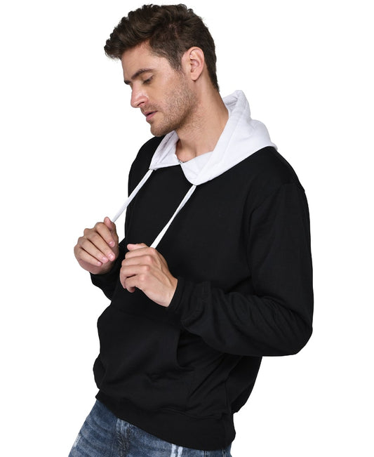 SXV Solid COLOURBLOCKED Sweatshirt Hoodie for Men & Women (Black.White)