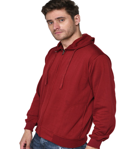 SXV Solid Plain Zipper Sweatshirt Hoodie for Men & Women (Maroon)