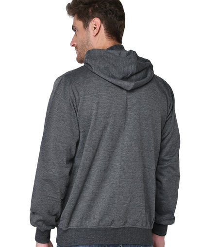 SXV Solid Plain Zipper Sweatshirt Hoodie for Men & Women (Charcol Grey)