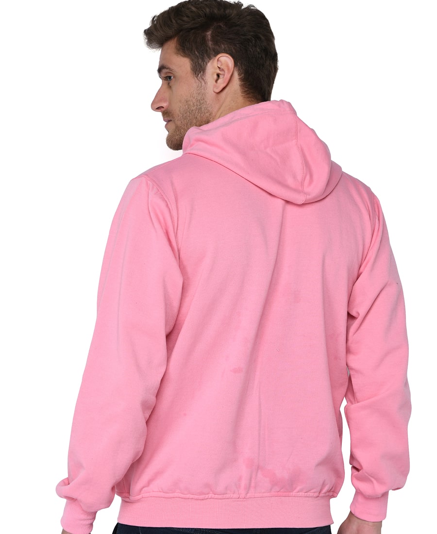 SXV Solid Plain Zipper Sweatshirt Hoodie for Men & Women (Pink)