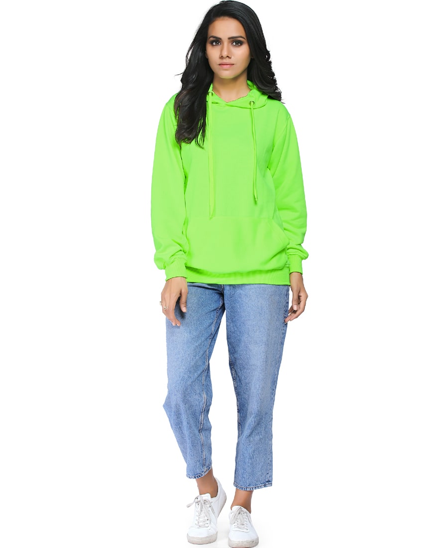 SXV Solid Plain Sweatshirt Hoodie for Men & Women (NEON Green)(LOWEST PRICE-NON RETURNABLE)