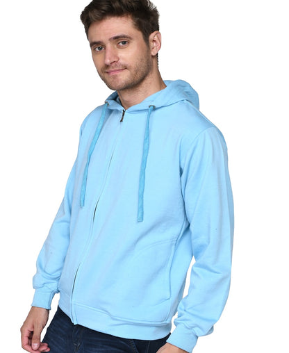 SXV Solid Plain Zipper Sweatshirt Hoodie for Men & Women (AQUABLUE)