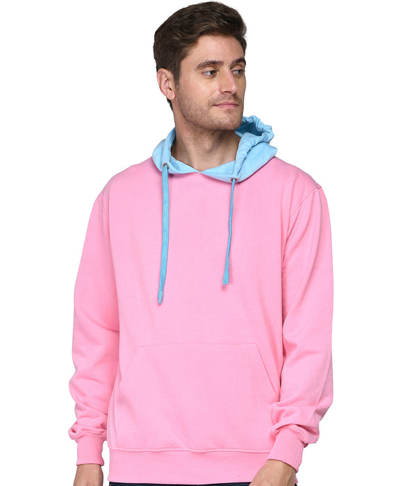 SXV Solid COLOURBLOCKED Sweatshirt Hoodie for Men & Women (Pink,AQUABLUE)