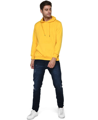 SXV Solid Plain Sweatshirt Hoodie for Men and Women (Yellow)