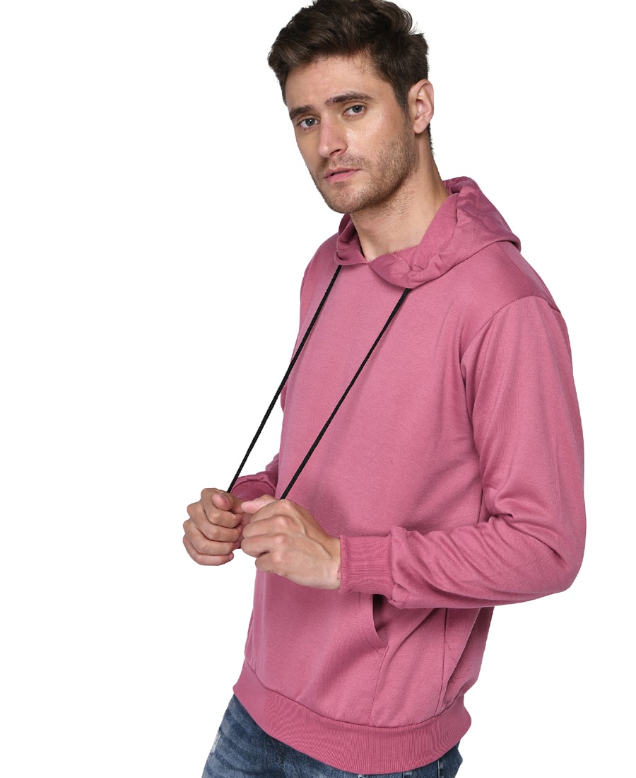 SXV Solid Plain Sweatshirt Hoodie for Men & Women (Dustypink)(LOWEST PRICE-NON RETURNABLE)