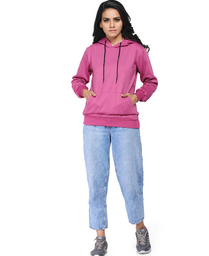 SXV Solid Plain Sweatshirt Hoodie for Men & Women (Dustypink)(LOWEST PRICE-NON RETURNABLE)