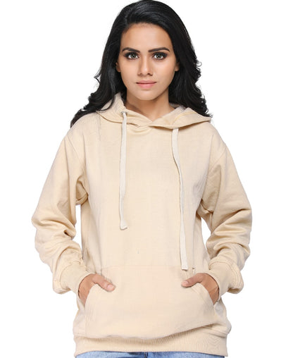 SXV Solid Plain Sweatshirt Hoodie for Men & Women (Cream)