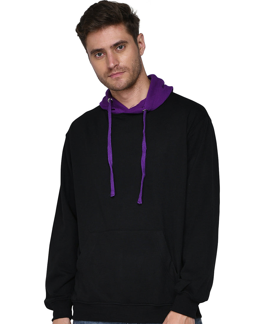 SXV Solid COLOURBLOCKED Sweatshirt Hoodie for Men & Women (Black & Purple)