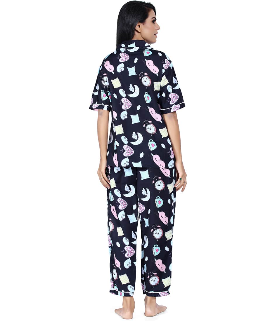 SXV Women's Cotton Printed Night Suit Pyjama Set : Clock MASK Mug (lowest price-non returnable)