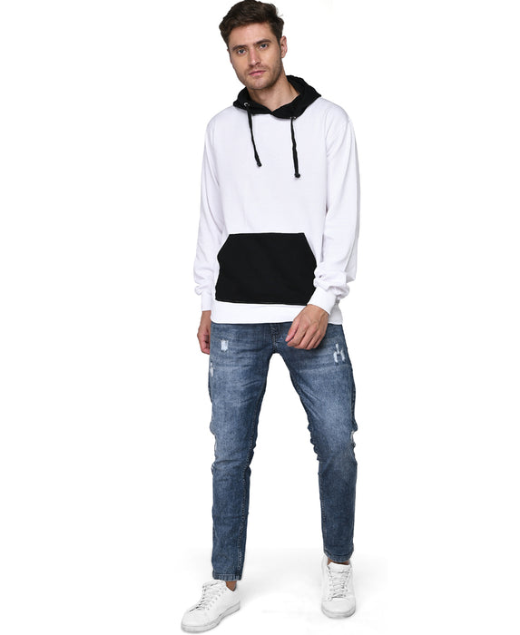 SXV Solid COLOURBLOCKED Sweatshirt Hoodie for Men & Women (Black.Whie)