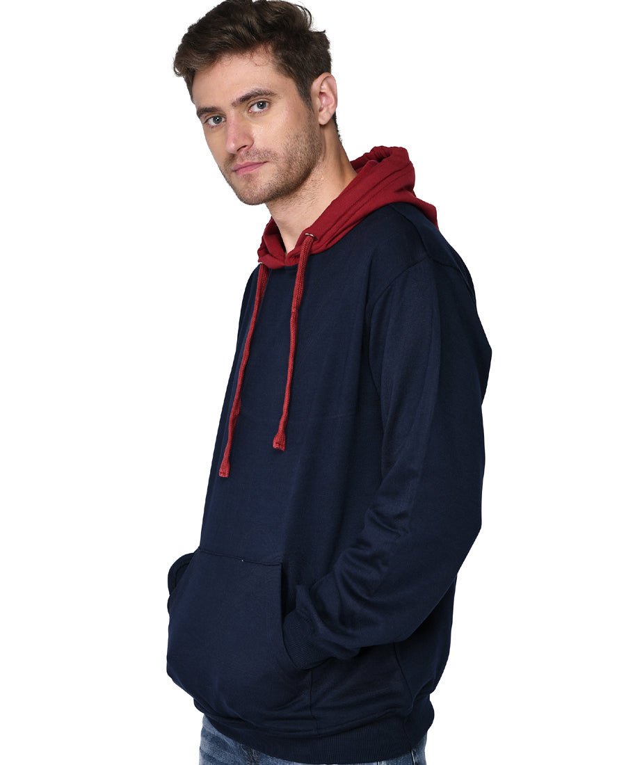 SXV Solid COLOURBLOCKED Sweatshirt Hoodie for Men & Women (NAVYBLUE.Maroon)