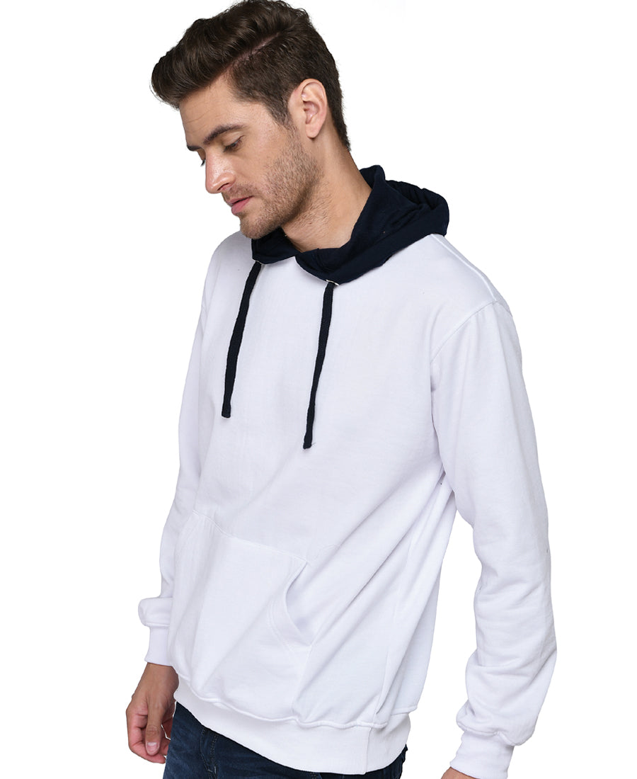 SXV Solid COLOURBLOCKED Sweatshirt Hoodie for Men & Women (White.Black)